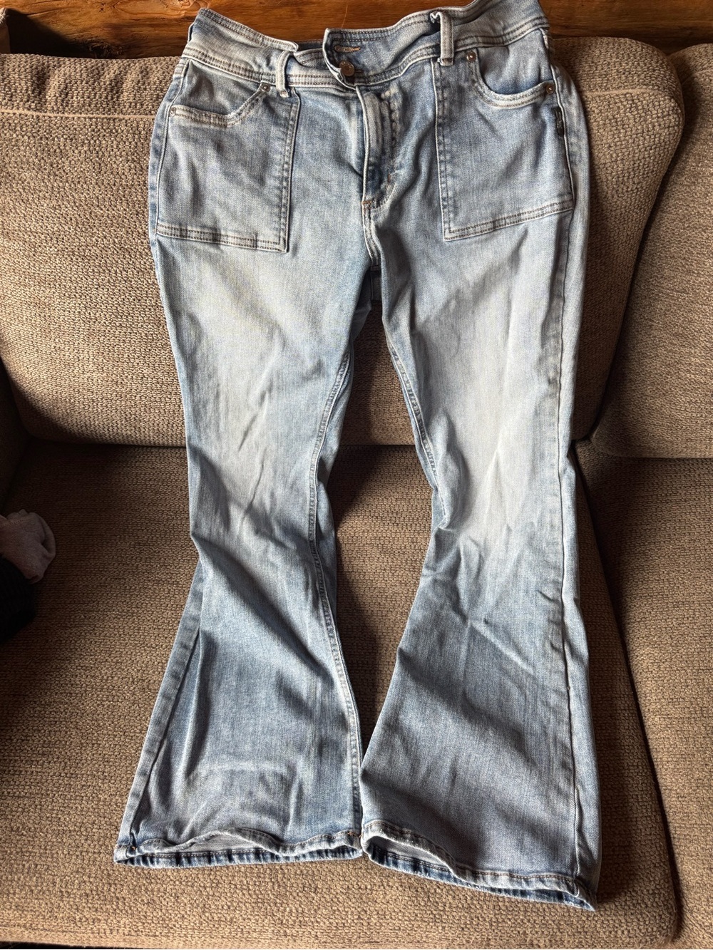 Silver Jeans Light Blue Flare Jeans with Front Patch Pockets